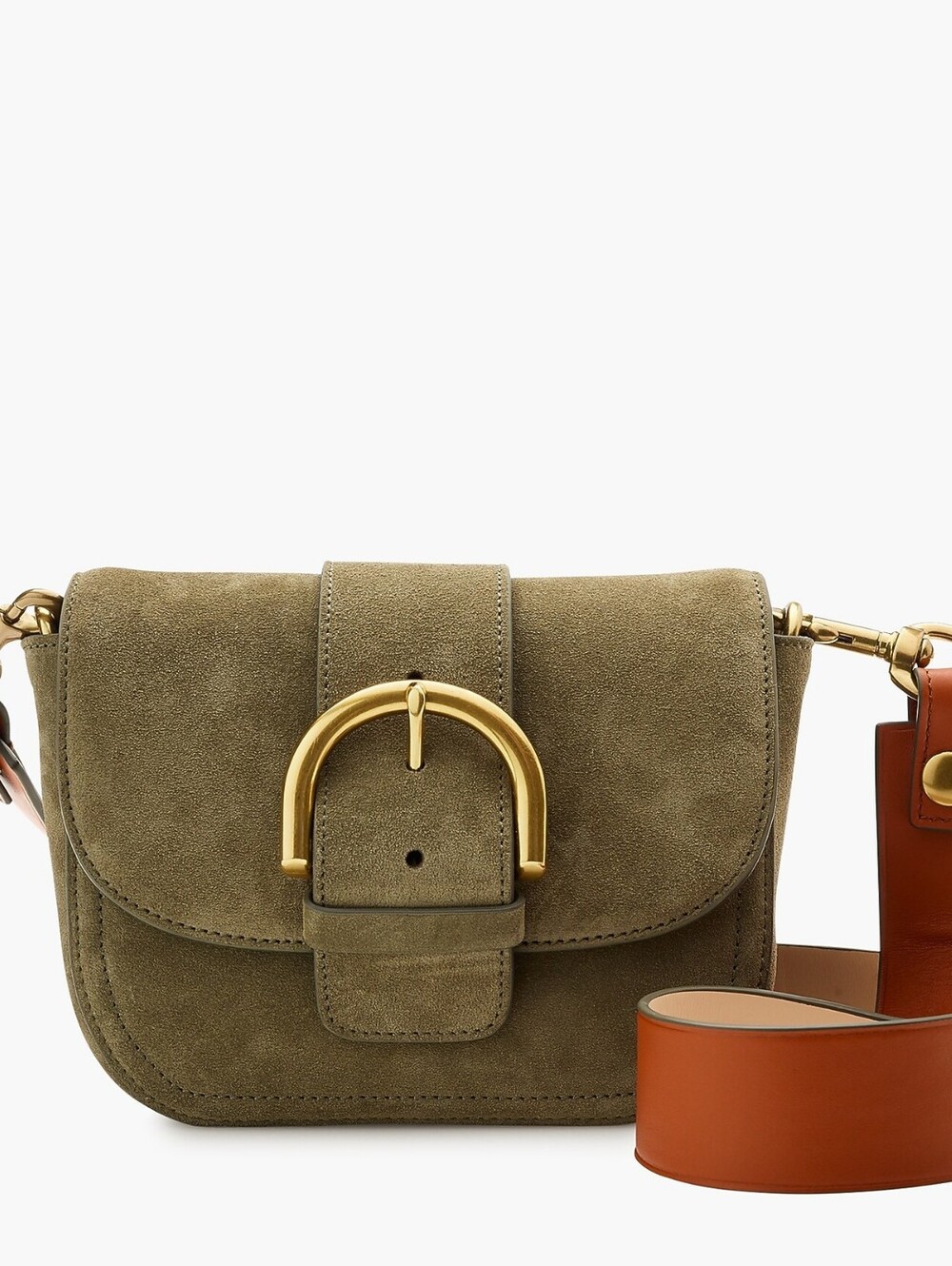 J Crew Green Crossbody Buckle Bag In Italian Suede